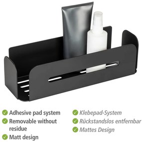 Scaffale da bagno autoportante in metallo nero opaco Bivio - Wenko
