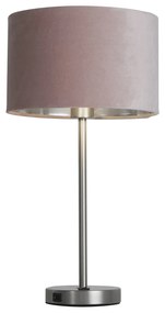 Lampada Scrivania Finlandese Metallo Nichel Velluto Rosa Usb 1 Luce E27