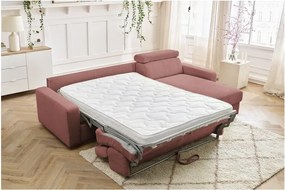 Divano angolare rosa allungabile (con composizione variabile) con rivestimento in velluto a coste Monaco – Bobochic Paris