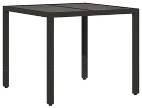Set da pranzo da giardino con cuscini 5 pz polyrattan e vetro
