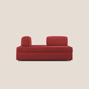 Liberty divano con pouf estraibile e schienali movibili in tessuto morbido impermeabile T02 rosso