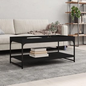 Tavolino Da Salotto Nero 100x49x45 Cm İn Legno Multistrato /
