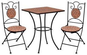 Set Bistrò 3 Pz Con Mosaico İn Ceramica Terracotta /