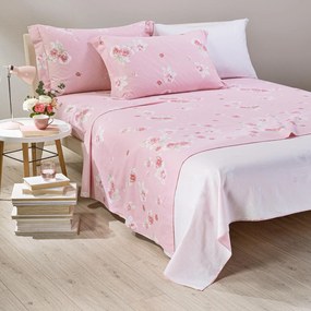 Lenzuola Floral Style flanella Singolo Rosa in Flanella