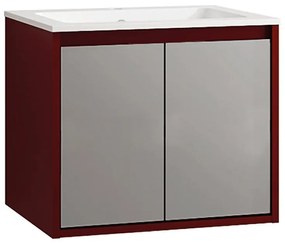 Base per mobile bagno Loto 1 cassetto P 45.5 x L 59.5 x H 50 cm laccato rosso con frontali in vetro