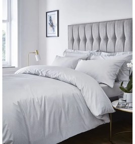 Biancheria da letto singola grigia 135x200 cm Satin Stripe - Catherine Lansfield