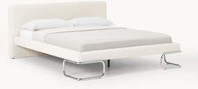 Letto imbottito in bouclé con gambe in metallo Olina