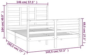 Giroletto in Legno Massello Grigio 140x190 cm