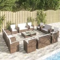 Set Divani da Giardino 16 pz con Cuscini in Polyrattan Marrone cod mxl 38618