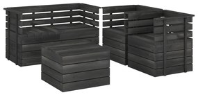 Set Divani da Giardino su Pallet 5 pz Legno Pino Grigio Scuro