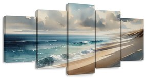 Quadri 5 pezzi – Onde delicate sulla riva