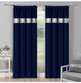 Tenda con nastro e zirconi 140x250 cm blu navy