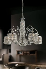 5-light chandelier chrome and crystal - 1042/5 - Contemporary - Arredo Luce Cromo