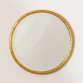 Specchio da parete rotondo in metallo Ferne Dorato - Sklum