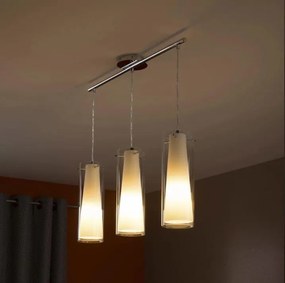 Lampadario Neoclassico Pinto bianco paralume trasparente 3x E27 Ø0cm EGLO
