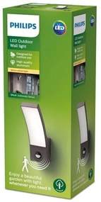 Philips SPLAY LED 12W 230V 2700K IP44 lampada da parete esterna con sensore