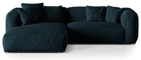 Divano angolare componibile blu scuro (con penisola a sinistra/con chaise lounge) con rivestimento in velluto Martina – Micadoni