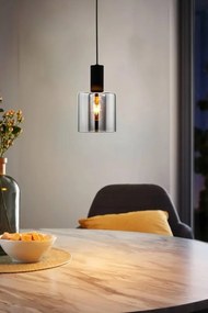 Lampadario Moderno Gorosiba nero paralume nero e trasparente E27 Ø15cm EGLO