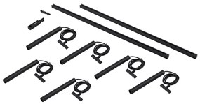 Sistema di illuminazione a binario moderno con 6 faretti a sospensione neri monofase - Slimline Keno