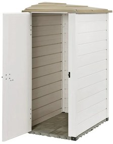 Casetta da giardino GAROFALO Tuscnay EVO S in pvc beige con porta battente semplice, superficie interna 0.89 m² e spessore parete 20 mm