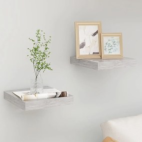 Scaffali A Parete 2 Pz Grigio Cemento 23x23,5x3,8 Cm İn Mdf /
