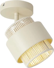 Faretto moderno beige con corda, ruotabile e inclinabile - Kora