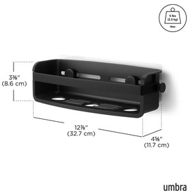 Mensola da bagno senza foratura nera in plastica Flex Adhesive – Umbra