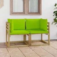 Divani Angolari da Giardino e Cuscini 2pz Pino Impregnato Verde cod mxl 40235