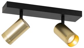 Faretto da soffitto nero con oro regolabile 2 luci - Jeana Luxe