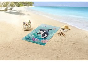 Telo mare da bambini blu in velluto 75x150 cm Splash – Good Morning