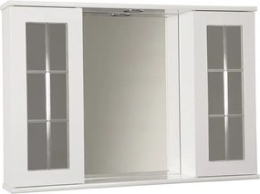 Specchiera bagno Bianco Lucido 92 cm a 2 ante inglesina con luce LED