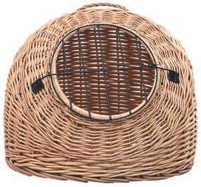 Trasportino per gatti grigio 50x42x40 cm in salice naturale