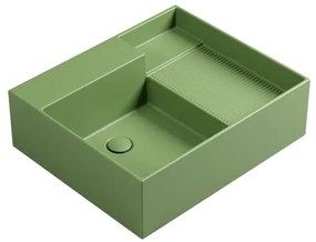 Lavabo da appoggio Nobu COLAVENE rettangolare piletta non inclusa in ceramica L 60 x H 21 x P 50 cm verde opaco piletta non inclusa