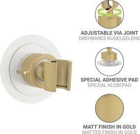 Supporto per soffione doccia senza foratura oro opaco in plastica Libertà – Wenko