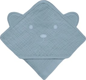 Lionelo - Asciugamano con cappuccio per bambini in mussola, Grigio Cielo