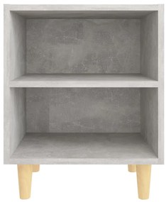 Comodini gambe in legno massello 2pz grigio cemento 40x30x50 cm