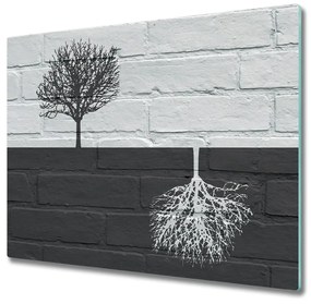 Tagliere in vetro temperato Alberi sul muro 60x52 cm