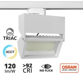 Faro Rettangolare 40W Dimmerabile Triac, Binario Trifase, 100° CCT Colore Bianco Variabile CCT