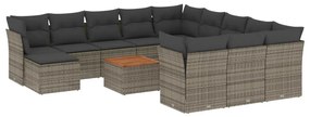 Set Divani da Giardino 13 pz con Cuscini Grigio in Polyrattan