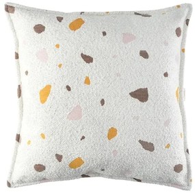 Cuscino per divano da bambini color crema con rivestimento in bouclé e ciniglia Terrazzo Block – Wigiwama
