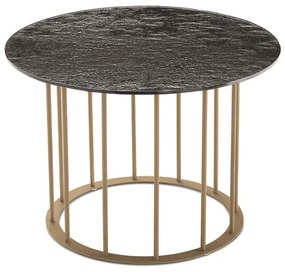 Tavolino tondo D60 cm con base in metallo Beige e piano in vetro martellato Fumč MUTE