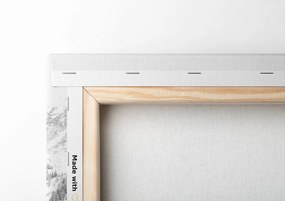 Quadro su tela – Alberi di pino innevati in bianco e nero