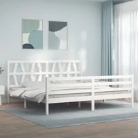 Giroletto con Testiera Bianco 200x200 cm in Legno Massellocod mxl 77013