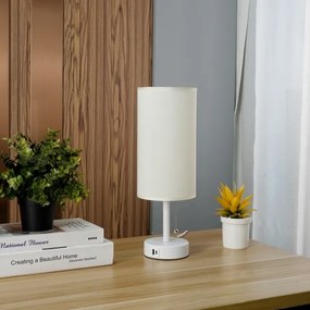 Brilagi - Lampada da tavolo con porta USB TABLON 1xE27/25W/230V bianca/crema