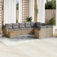 Set Divano da Giardino 10 pz con Cuscini Beige Misto Polyrattan 3226318