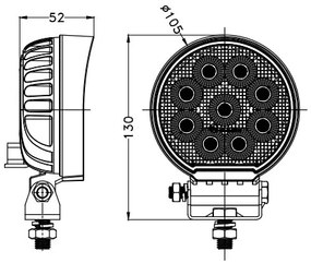 LED Faretto per macchina BLACK LED/36W/10-30V IP69 5700K arrotondato