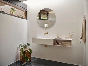 Organizer da bagno beige in gres per dischetti di cotone Sensu – Zone