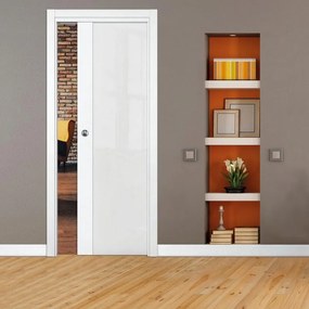 Porta interna scorrevole Side Vetrata in MDF colore bianco, L 90 x H 210 cm, apertura reversibile
