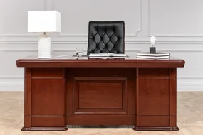 Scrivania presidenziale ufficio 180 cm in legno marrone noce PRESTIGE B630-Arrediorg.it