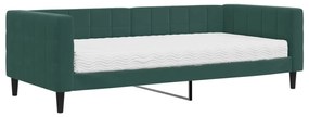 Divano letto con materasso verde scuro 90x200 cm in velluto